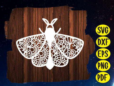 Moth Fly Leaf Swirl Paper cut SVG Johan Ru designs 