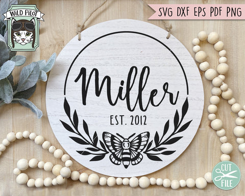Moth Monogram Leaves Frame SVG, Moth SVG, Moth Wreath SVG, Monogram Frame svg, Moth Cut File, Mystical svg, Witchy svg, Moth Wreath Cut File SVG Wild Pilot 