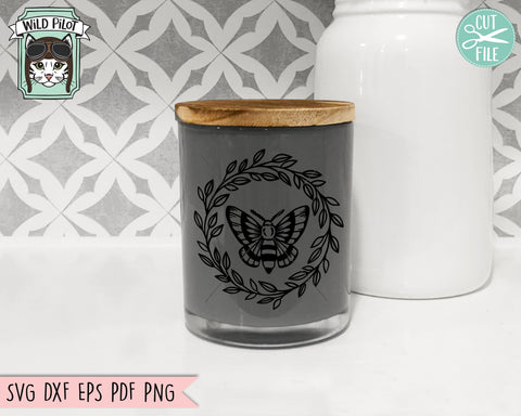 Moth SVG File, Moth Wreath SVG, Moth Cut File, Mystical SVG File, Witchy svg, Moth Wreath Cut File, Leaves svg, Leaf svg, Mystical Cut File SVG Wild Pilot 