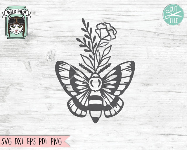 Moth SVG File, Mystical SVG File, Flower Moth SVG, Floral Moth Cut File, Witchy svg File, Moth Cut File, Moth Clipart, Mystical Cut File SVG Wild Pilot 