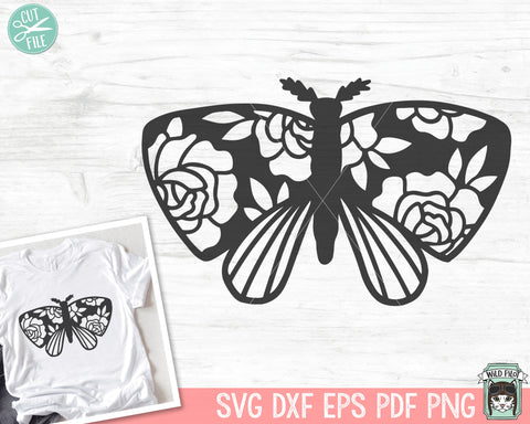 Moth SVG File, Mystical SVG File, Flower Moth SVG, Floral Moth Cut File, Witchy svg File, Moth Cut File, Moth Clipart, Mystical Cut File SVG Wild Pilot 