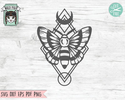 Moth SVG File, Mystical SVG, Moth Geo Cut File, Witchy svg File, Moon SVG, Geometric svg, Geo svg, Mystical Cut File, Diamond svg Cut File SVG Wild Pilot 