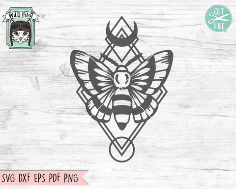 Moth SVG File, Mystical SVG, Moth Geo Cut File, Witchy svg File, Moon SVG, Geometric svg, Geo svg, Mystical Cut File, Diamond svg Cut File SVG Wild Pilot 