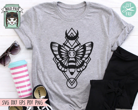 Moth SVG File, Mystical SVG, Moth Geo Cut File, Witchy svg File, Moon SVG, Geometric svg, Geo svg, Mystical Cut File, Diamond svg Cut File SVG Wild Pilot 