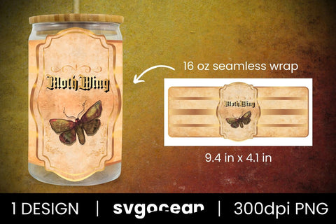 Moth Wing Can Glass PNG Sublimation SvgOcean 