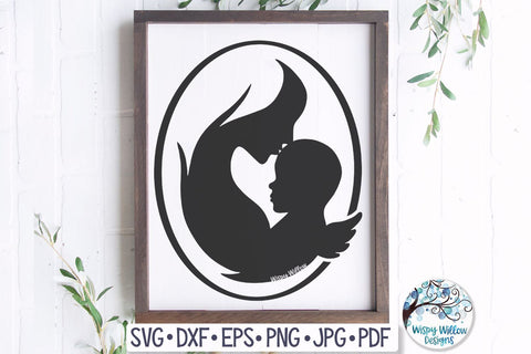 Mother and Angel Baby SVG SVG Wispy Willow Designs 