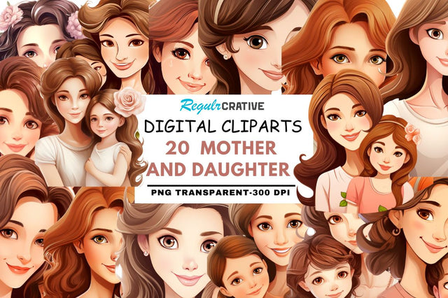 Mother and Daughter Clipart Clipart Sublimation Regulrcrative 