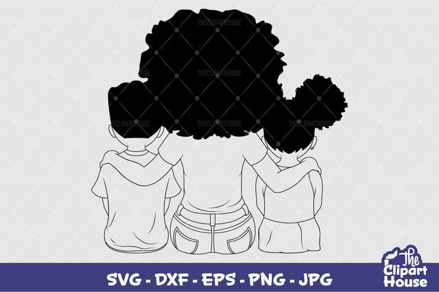 Mother and Kids Silhouette SVG The Clipart House 