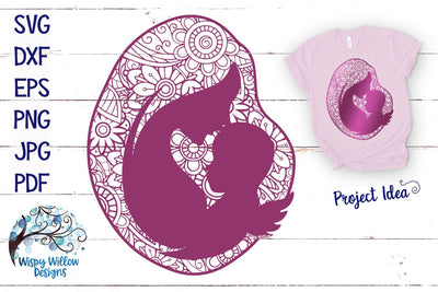Mother Angel Baby Zentangle SVG SVG Wispy Willow Designs 