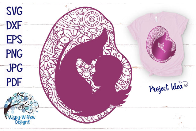 Mother Angel Baby Zentangle SVG SVG Wispy Willow Designs 