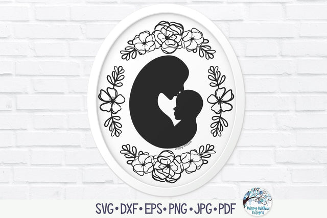 Mother Baby with Flowers SVG SVG Wispy Willow Designs 