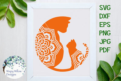Mother Cat and Kitten Mandala SVG Wispy Willow Designs 