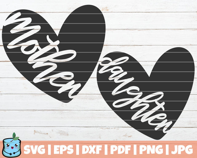 Mother / Daughter Heart SVG MintyMarshmallows 