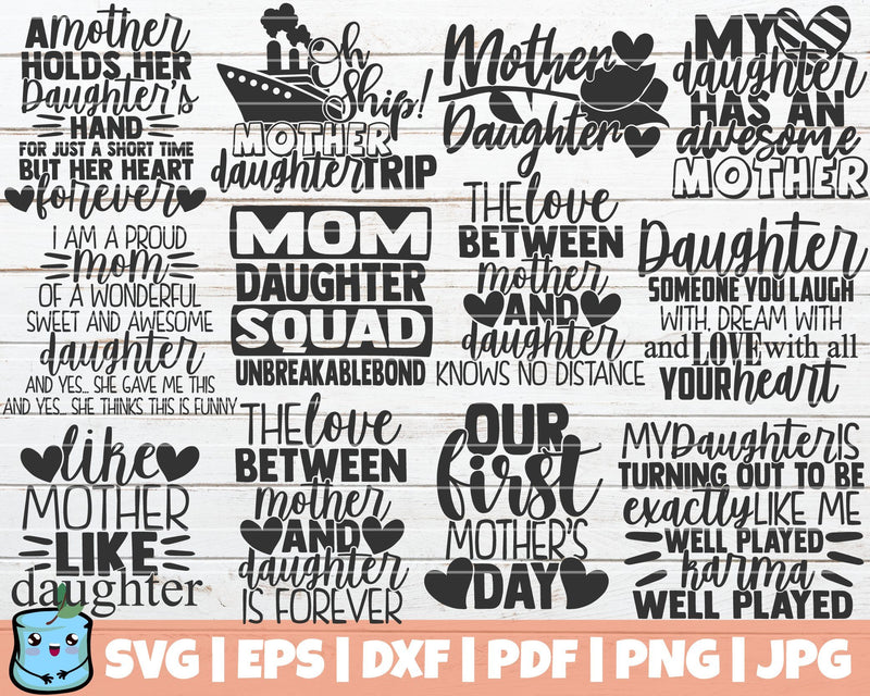 Mother Daughter SVG Bundle SVG MintyMarshmallows 