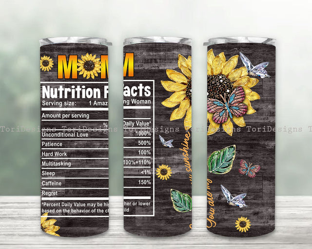 Mother Facts Sunflower Tumbler PNG, Mom Sunflowers 20oz Skinny Tumbler Wrap PNG Sublimation, Mother's Day Tumbler Straight and Tapered PNG Sublimation ToriDesigns 
