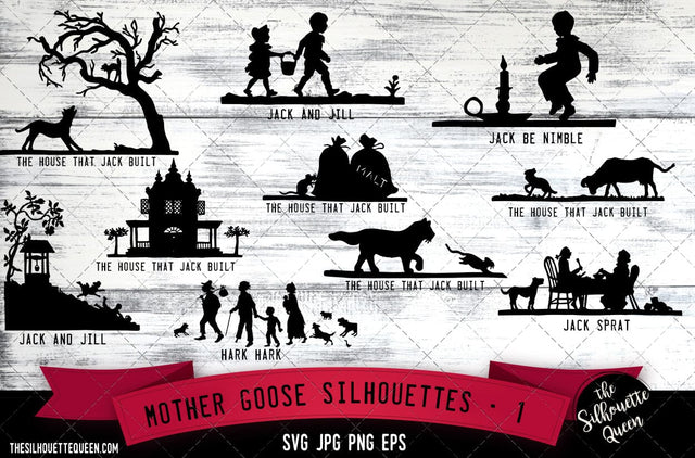 Mother Goose Silhouettes - 1 SVG -Vector Art Commercial & Personal Use- Cricut,Silhouette,Cameo,Vinyl Cut SVG Loveleen Kaur 