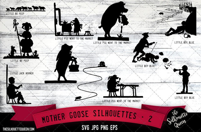 Mother Goose Silhouettes - 2 SVG -Vector Art Commercial & Personal Use- Cricut,Silhouette,Cameo,Vinyl Cut SVG Loveleen Kaur 