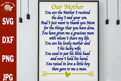 Mother in law poem svg - Wedding gift - Mothers day gift - Mother of the Groom poem - Mother wedding thank you gift SVG The Artsy Spot 