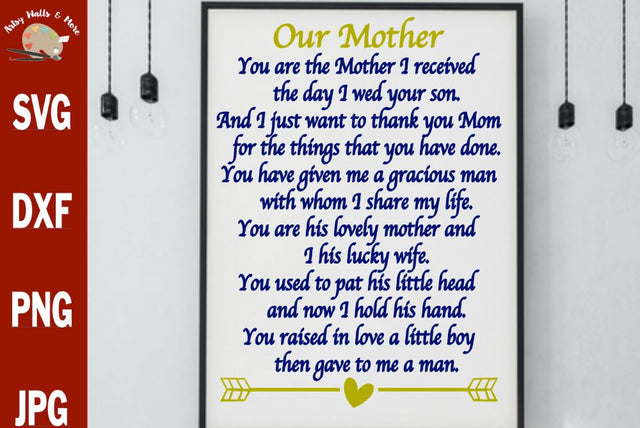 Mother in law poem svg - Wedding gift - Mothers day gift - Mother of the Groom poem - Mother wedding thank you gift SVG The Artsy Spot 