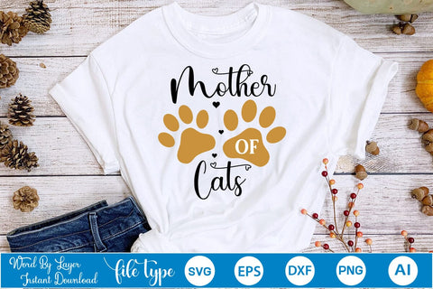 Mother Of Cats SVG SVGs,Quotes and Sayings,Food & Drink,On Sale, Print & Cut SVG DesignPlante 503 