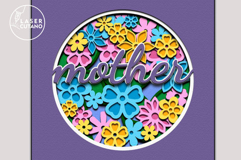 Mother Shadow Box Cut Files for Mothers Day, Gift for Mom, Multilayer Laser Cut Files, Mandala, Sign SVG, 3D Designs SVG LaserCutano 