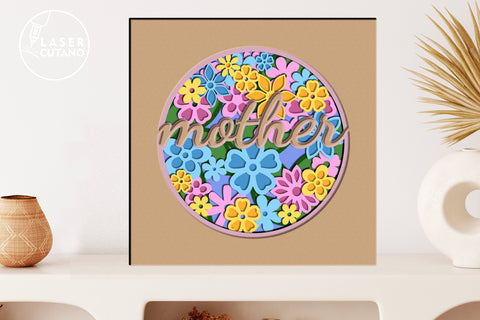 Mother Shadow Box Cut Files for Mothers Day, Gift for Mom, Multilayer Laser Cut Files, Mandala, Sign SVG, 3D Designs SVG LaserCutano 