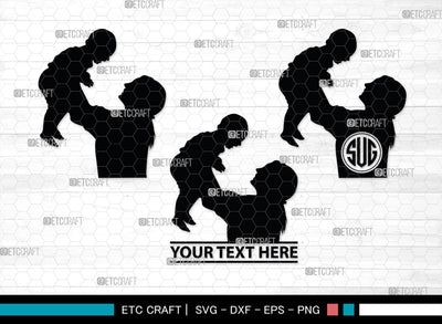 Mother With Kid Monogram, Mother With Kid Silhouette, Mother With Kid SVG, Kid Svg, Mother Svg, SB00389 SVG ETC Craft 