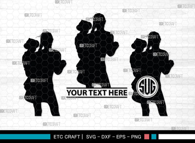 Mother With Kid Monogram, Mother With Kid Silhouette, Mother With Kid SVG, Kid Svg, Mother Svg, SB00389 SVG ETC Craft 