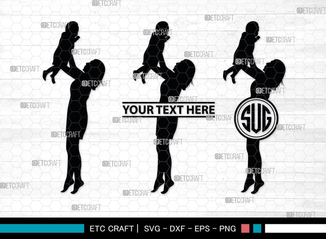 Mother With Kid Monogram, Mother With Kid Silhouette, Mother With Kid SVG, Kid Svg, Mother Svg, SB00389 SVG ETC Craft 
