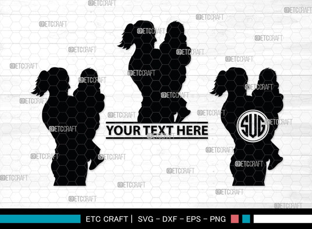Mother With Kid Monogram, Mother With Kid Silhouette, Mother With Kid SVG, Kid Svg, Mother Svg, SB00389 SVG ETC Craft 