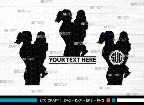 Mother With Kid Monogram, Mother With Kid Silhouette, Mother With Kid SVG, Kid Svg, Mother Svg, SB00389 SVG ETC Craft 