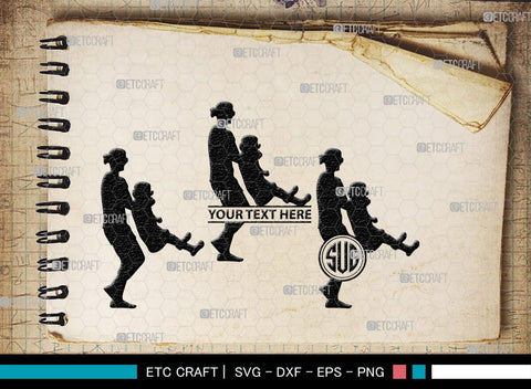 Mother With Kid Monogram, Mother With Kid Silhouette, Mother With Kid SVG, Kid Svg, Mother Svg, SB00389 SVG ETC Craft 