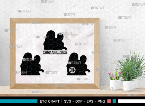 Mother With Kid Monogram, Mother With Kid Silhouette, Mother With Kid SVG, Kid Svg, Mother Svg, SB00389 SVG ETC Craft 