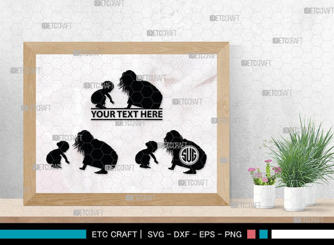 Mother With Kid Monogram, Mother With Kid Silhouette, Mother With Kid SVG, Kid Svg, Mother Svg, SB00389 SVG ETC Craft 