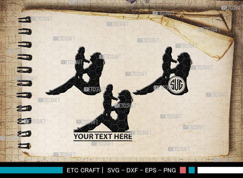 Mother With Kid Monogram, Mother With Kid Silhouette, Mother With Kid SVG, Kid Svg, Mother Svg, SB00389 SVG ETC Craft 