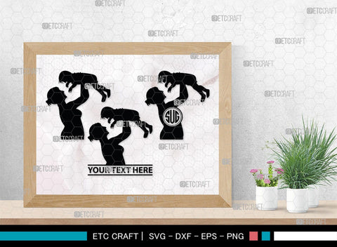Mother With Kid Monogram, Mother With Kid Silhouette, Mother With Kid SVG, Kid Svg, Mother Svg, SB00389 SVG ETC Craft 