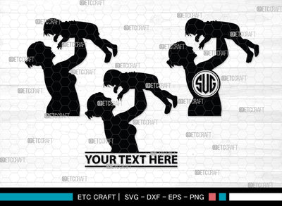 Mother With Kid Monogram, Mother With Kid Silhouette, Mother With Kid SVG, Kid Svg, Mother Svg, SB00389 SVG ETC Craft 