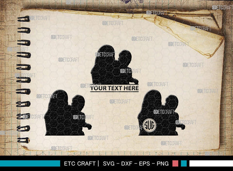 Mother With Kid Monogram, Mother With Kid Silhouette, Mother With Kid SVG, Kid Svg, Mother Svg, SB00389 SVG ETC Craft 