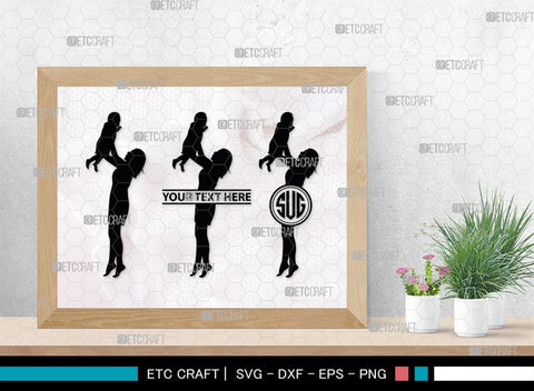 Mother With Kid Monogram, Mother With Kid Silhouette, Mother With Kid SVG, Kid Svg, Mother Svg, SB00389 SVG ETC Craft 