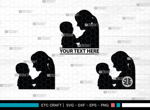 Mother With Kid Monogram, Mother With Kid Silhouette, Mother With Kid SVG, Kid Svg, Mother Svg, SB00389 SVG ETC Craft 