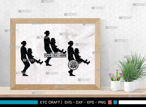 Mother With Kid Monogram, Mother With Kid Silhouette, Mother With Kid SVG, Kid Svg, Mother Svg, SB00389 SVG ETC Craft 