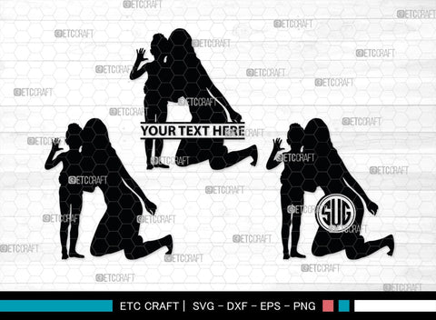 Mother With Kid Monogram, Mother With Kid Silhouette, Mother With Kid SVG, Kid Svg, Mother Svg, SB00389 SVG ETC Craft 