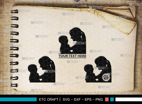 Mother With Kid Monogram, Mother With Kid Silhouette, Mother With Kid SVG, Kid Svg, Mother Svg, SB00389 SVG ETC Craft 