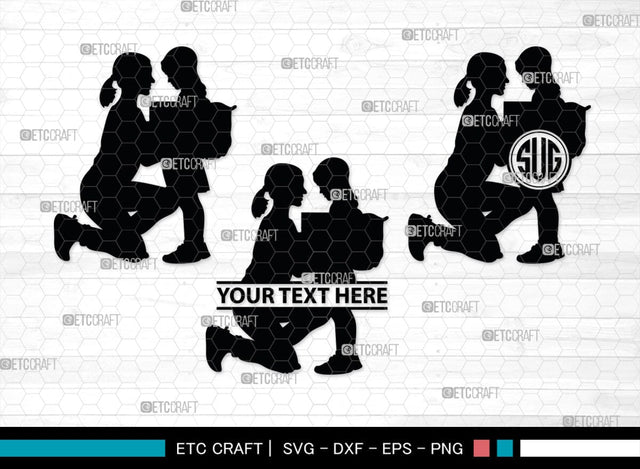 Mother With Kid Monogram, Mother With Kid Silhouette, Mother With Kid SVG, Kid Svg, Mother Svg, SB00389 SVG ETC Craft 