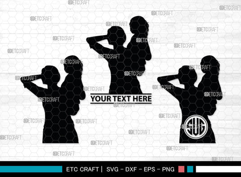 Mother With Kid Monogram, Mother With Kid Silhouette, Mother With Kid SVG, Kid Svg, Mother Svg, SB00389 SVG ETC Craft 