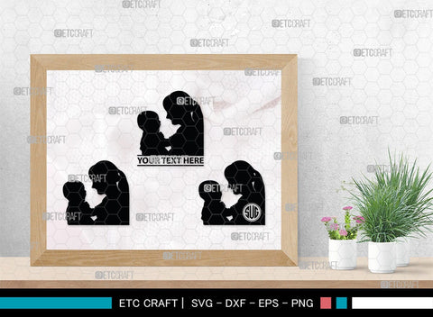 Mother With Kid Monogram, Mother With Kid Silhouette, Mother With Kid SVG, Kid Svg, Mother Svg, SB00389 SVG ETC Craft 