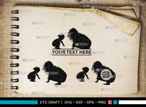 Mother With Kid Monogram, Mother With Kid Silhouette, Mother With Kid SVG, Kid Svg, Mother Svg, SB00389 SVG ETC Craft 