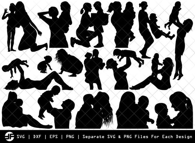 Mother with Kid SVG | Silhouette Bundle | SVG Cut File SVG ETC Craft 