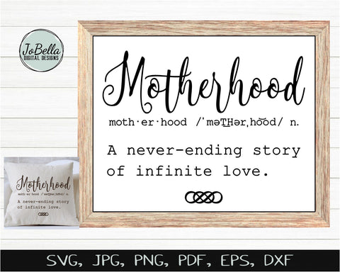 Motherhood Definition SVG, Sublimation Design and Printable SVG JoBella Digital Designs 