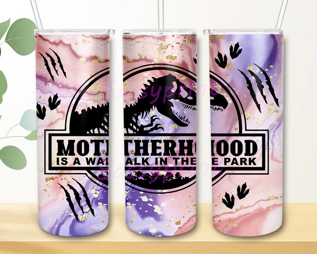 Motherhood is a Walk in the Park Pink Tumbler Design, Sublimation Designs Downloads, Skinny Tumbler 20oz Design Sublimation sassyprint 